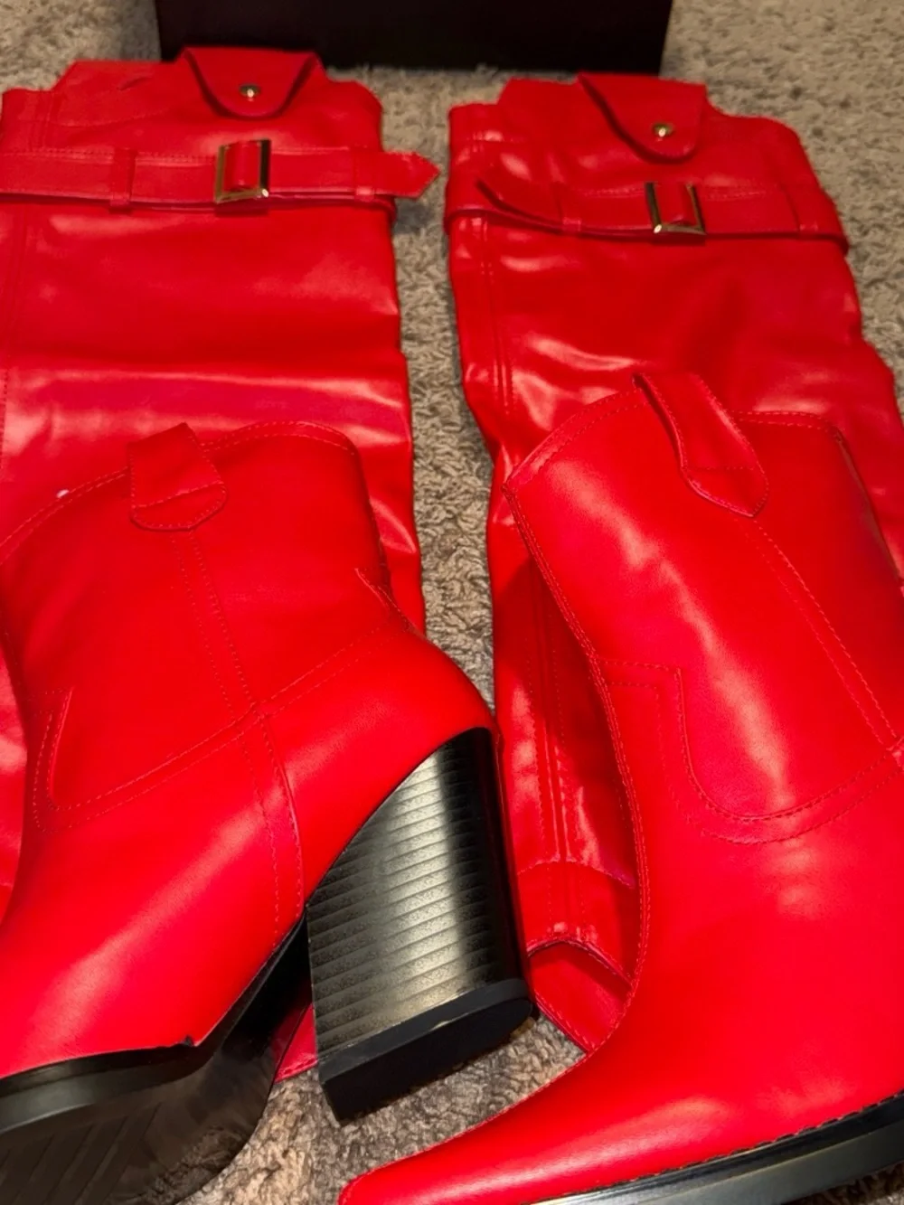 Azalea Wang Matty-Red Over-the-Knee Women’s Boots